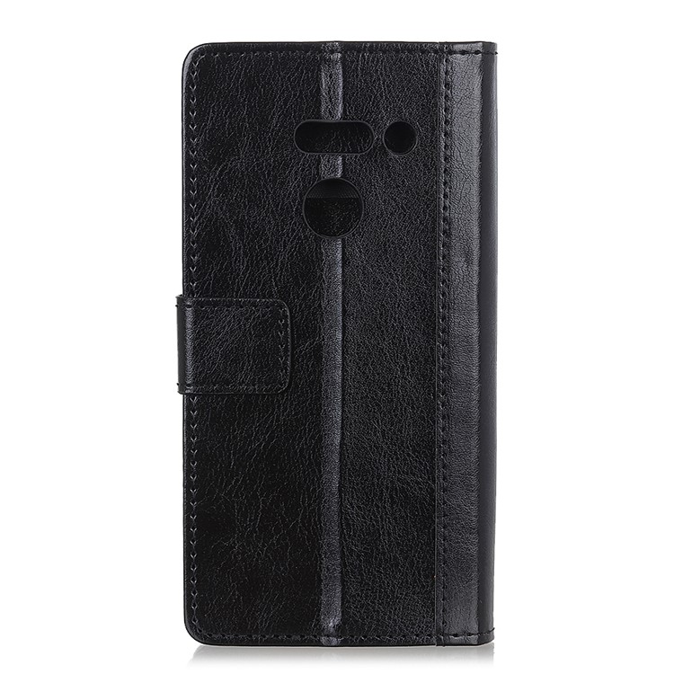 Rivet Decor Crazy Horse Leather Wallet Phone Cover for LG G8 ThinQ - Black-1