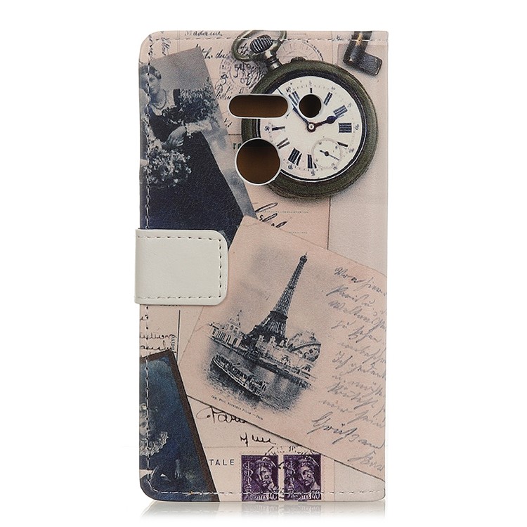 Pattern Printing PU Leather Magnetic Wallet Cover for LG G8 ThinQ - Eiffel Tower and Quill-pen-4