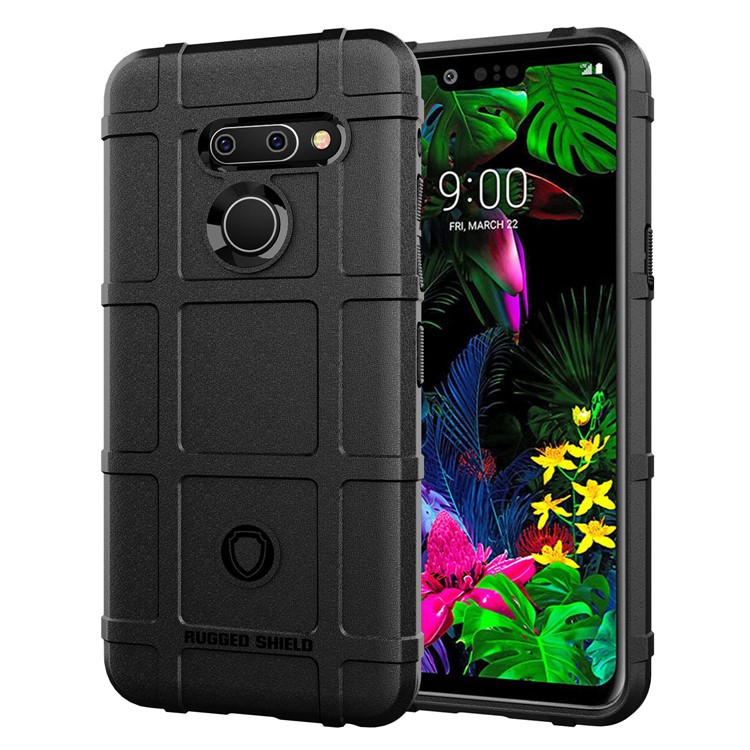 Rugged Shield for LG G8 ThinQ Square Grid Texture TPU Cover - Black
