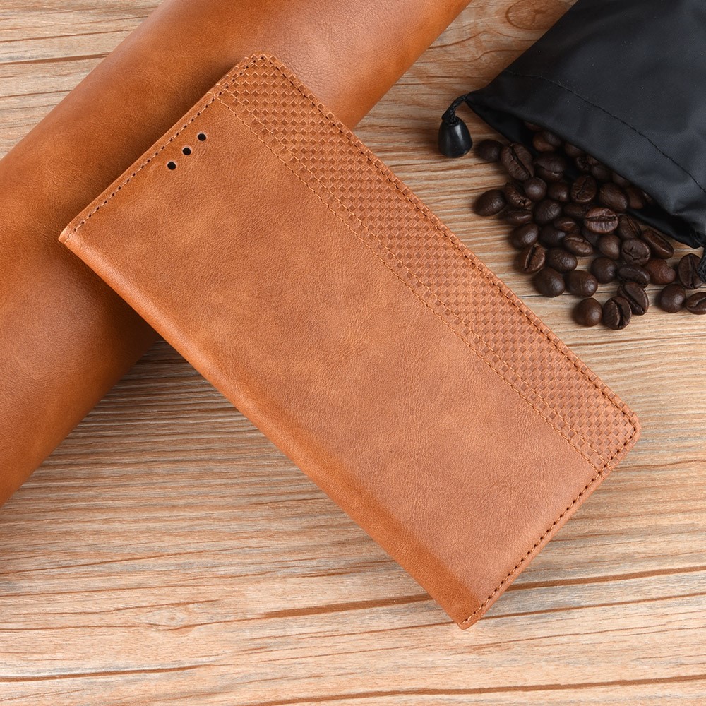 Vintage Style Leather Wallet Case for LG G8 ThinQ - Brown-11