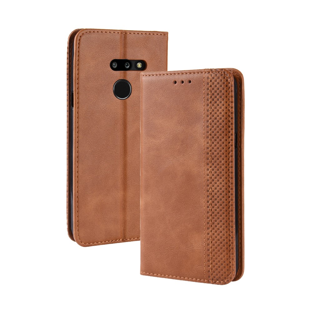 Cassa Da Portafoglio In Pelle Stile Vintage Per LG G8 Thinq - Marrone