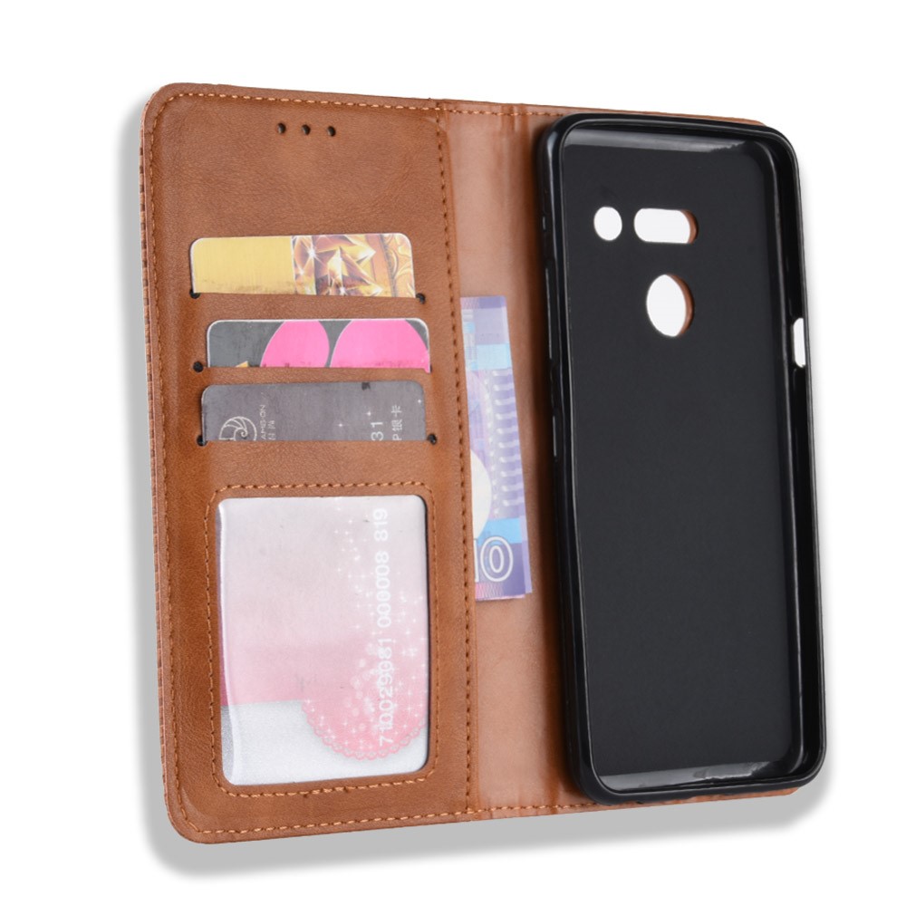 Vintage Style Leather Wallet Case for LG G8 ThinQ - Brown-7