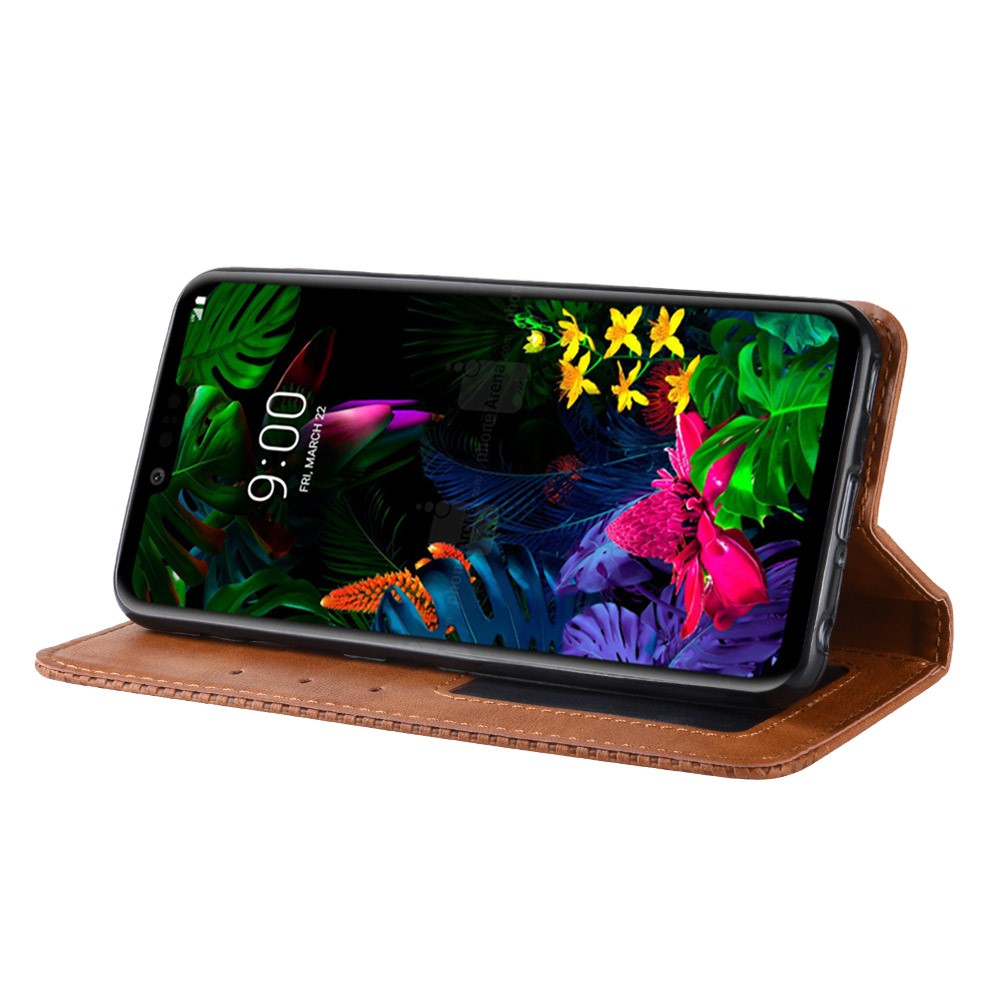 Étui Portefeuille En Cuir De Style Vintage Pour LG G8 Minceqq - Marron