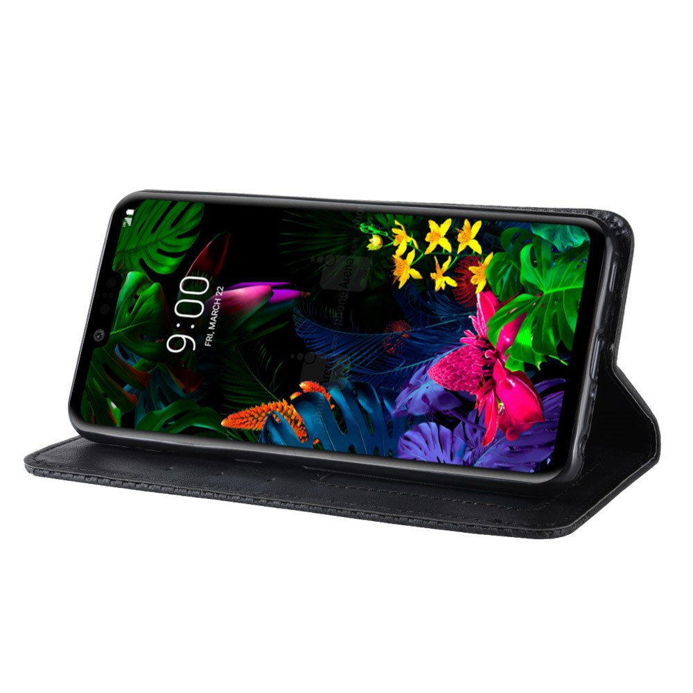 Etui Portefeuille En Cuir De Style Vintage Pour LG G8 Thinq - Noir-7