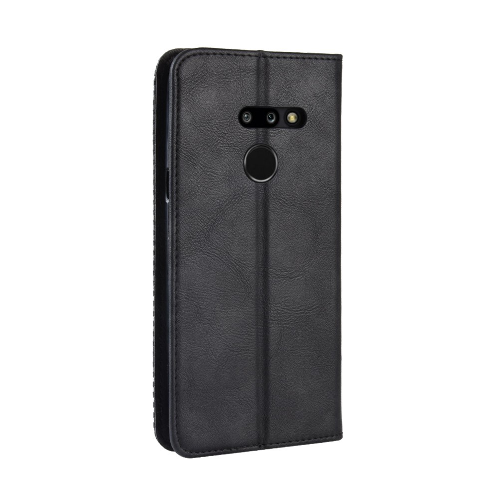 Étui de Portefeuille en Cuir de Style Vintage Pour LG G8 Thinq - le Noir