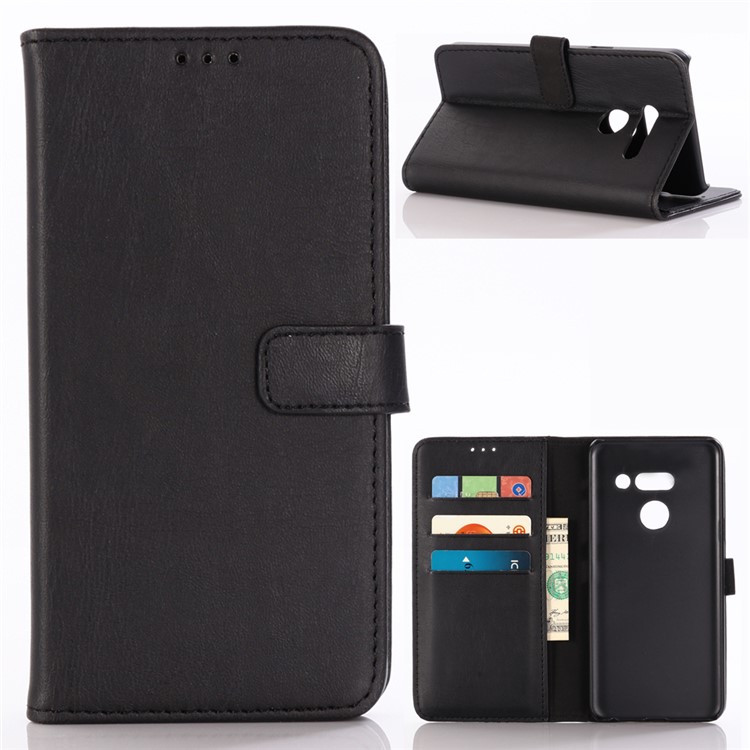 Verrückte Pferdebekleidung Retro-Leder Flip Case Für LG G8 Thinq - Schwarz-1
