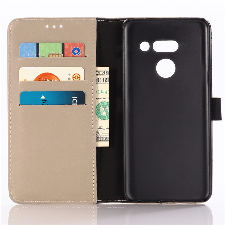 Verrückte Pferdebekleidung Retro-Leder Flip Case Für LG G8 Thinq - Grau-3