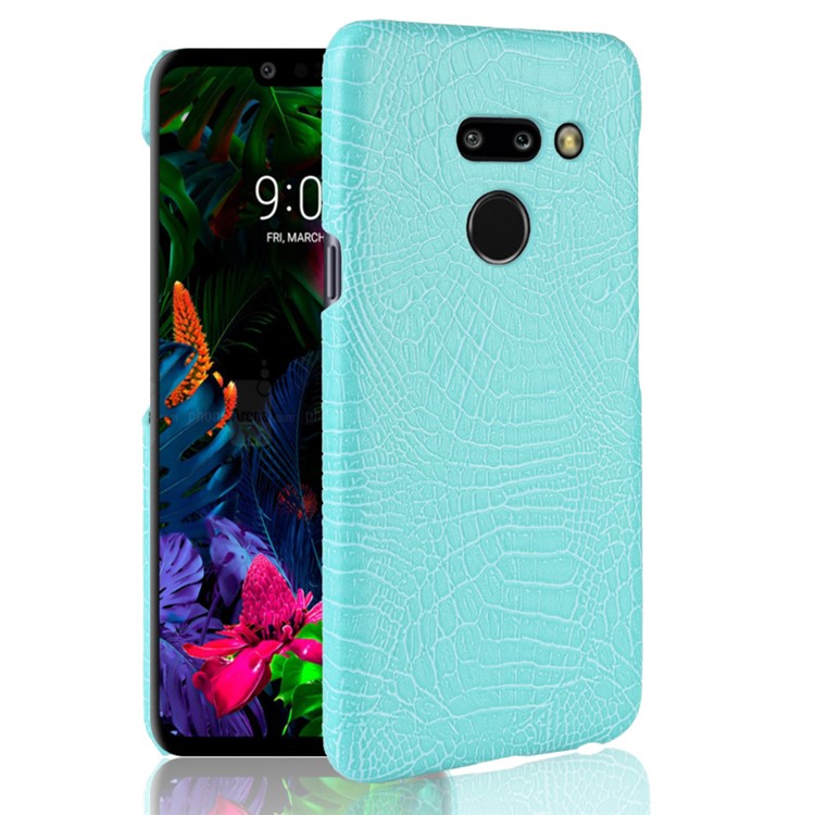 Crocodile Texture PU Leather Coated PC Case Accessory for LG G8 ThinQ - Cyan-1