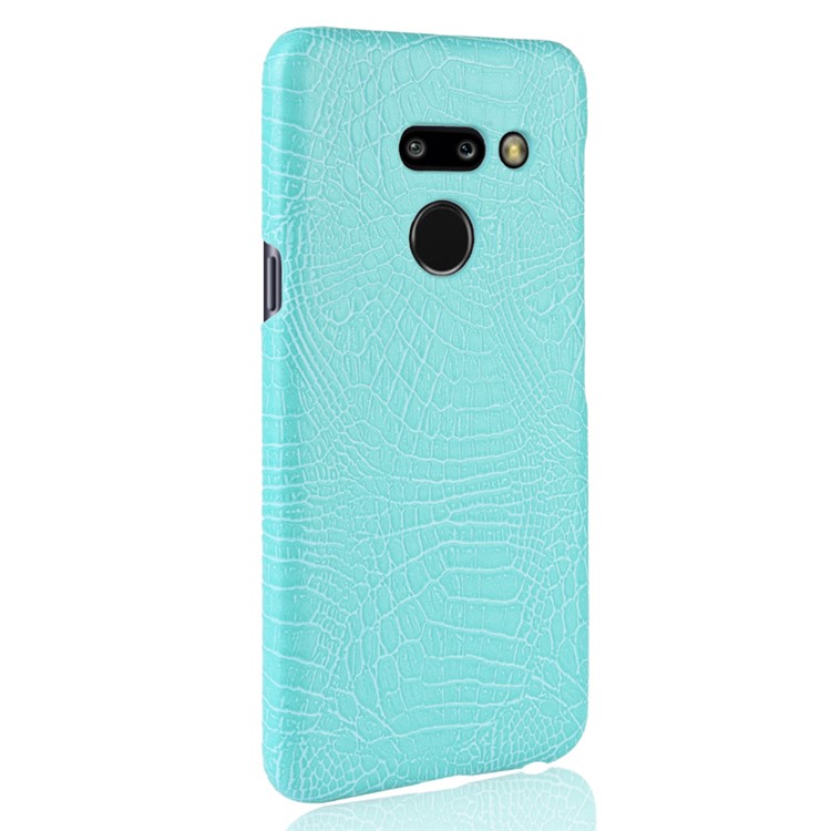 Crocodile Texture PU Leather Coated PC Case Accessory for LG G8 ThinQ - Cyan-3