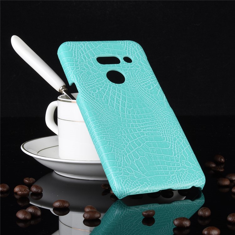 Crocodile Texture PU Leather Coated PC Case Accessory for LG G8 ThinQ - Cyan-4