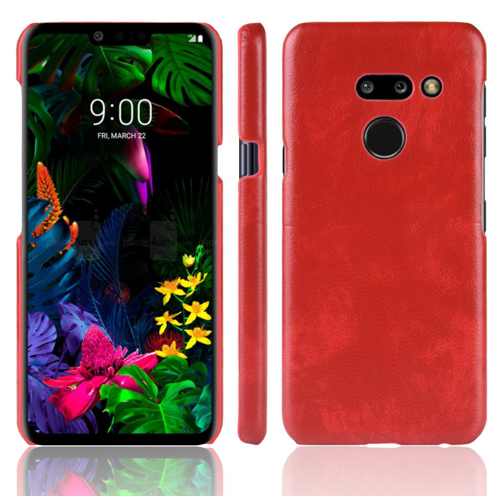 Litchi Texture PU Leather Coated PC Case for LG G8 ThinQ - Red-1