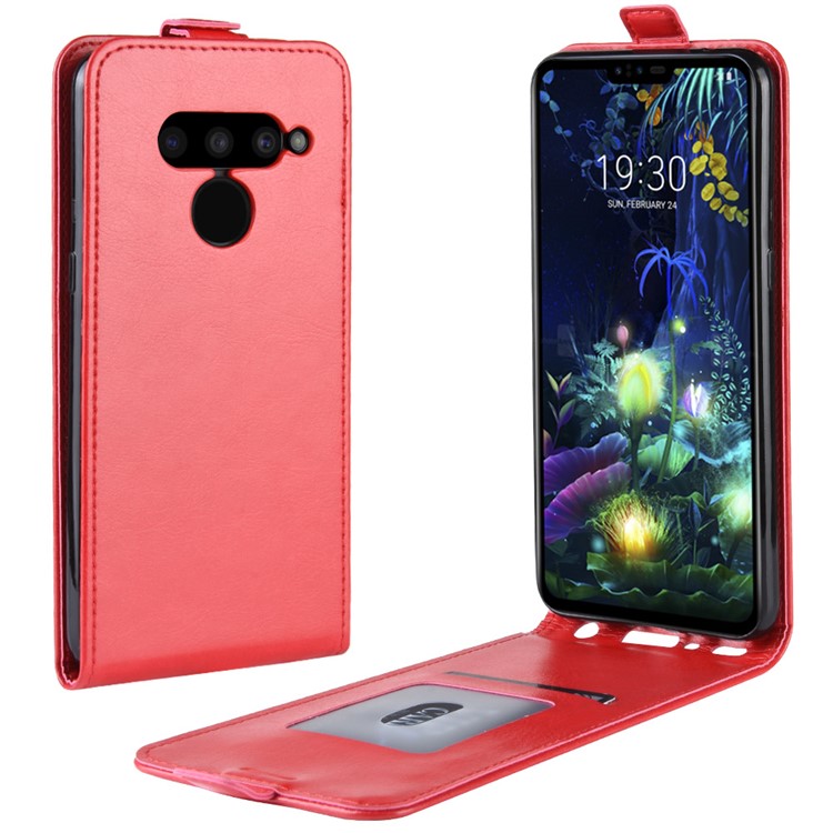 Crazy Horse Vertical Flip Leather Protective Case for LG V50 ThinQ 5G - Red-1