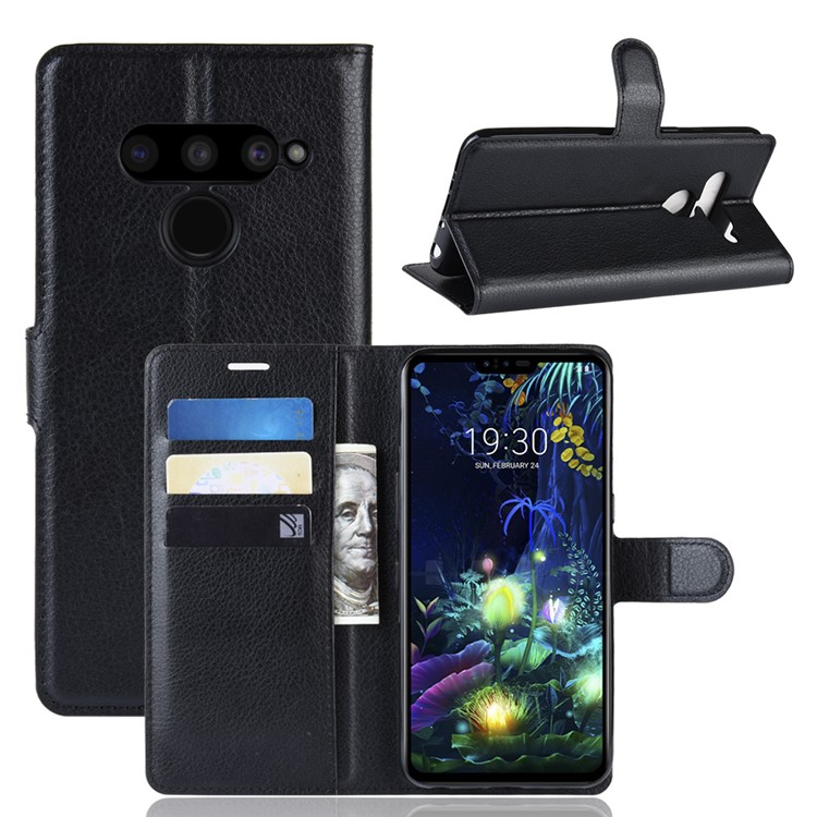 For LG V50 ThinQ 5G Litchi Skin PU Leather Wallet Mobile Phone Shell - Black-1