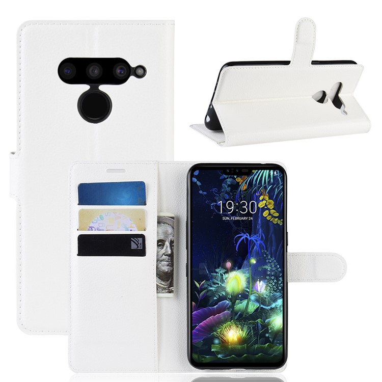 For LG V50 ThinQ 5G Litchi Skin PU Leather Wallet Mobile Phone Shell - White-1