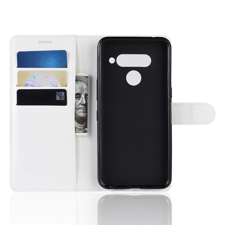 For LG V50 ThinQ 5G Litchi Skin PU Leather Wallet Mobile Phone Shell - White-3