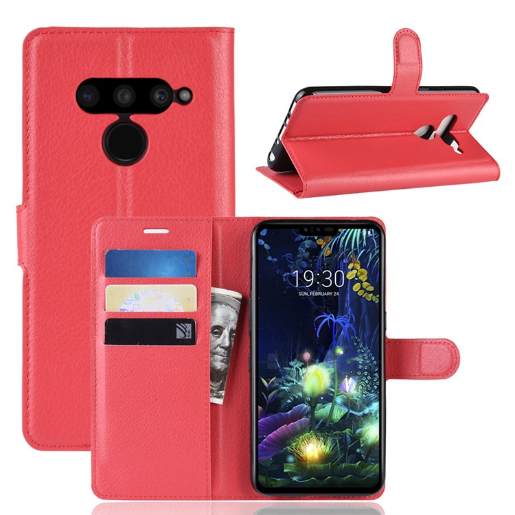 For LG V50 ThinQ 5G Litchi Skin PU Leather Wallet Mobile Phone Shell - Red-1