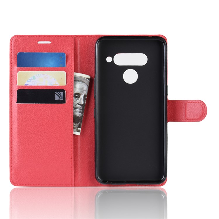 For LG V50 ThinQ 5G Litchi Skin PU Leather Wallet Mobile Phone Shell - Red-3