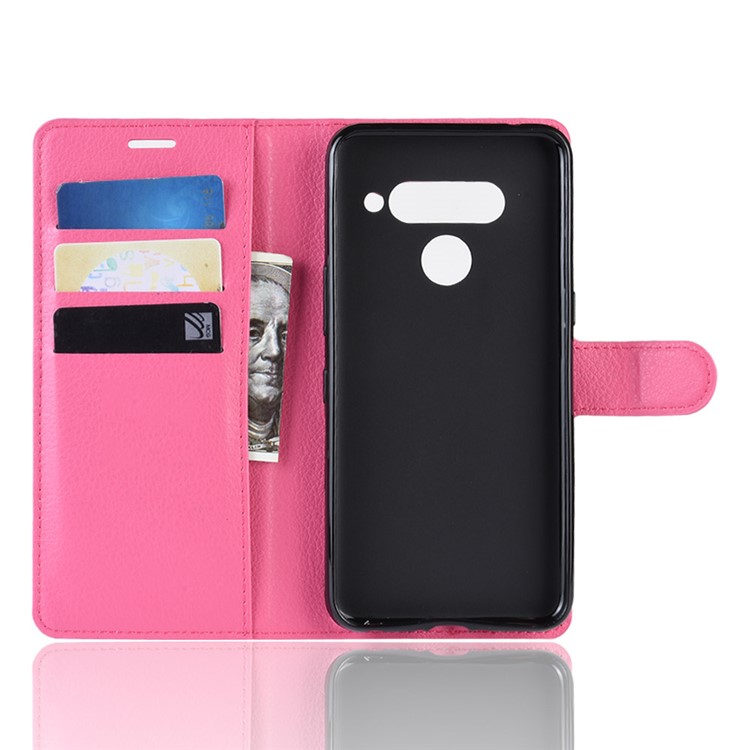 For LG V50 ThinQ 5G Litchi Skin PU Leather Wallet Mobile Phone Shell - Rose-3