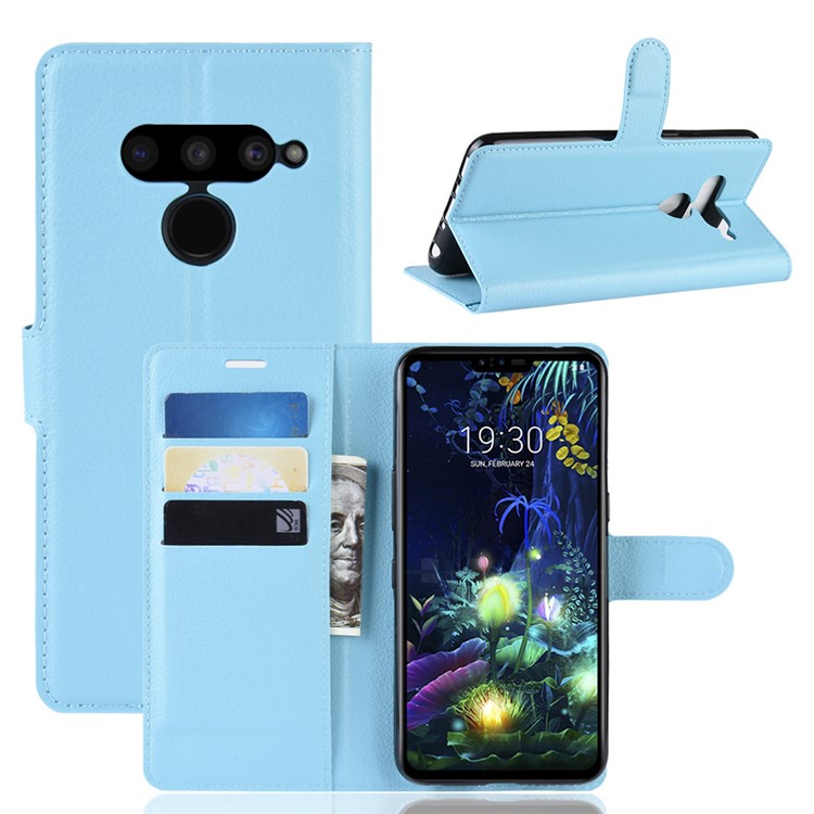 For LG V50 ThinQ 5G Litchi Skin PU Leather Wallet Mobile Phone Shell - Blue-1