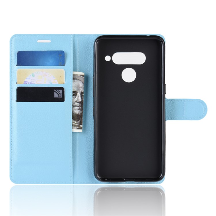 For LG V50 ThinQ 5G Litchi Skin PU Leather Wallet Mobile Phone Shell - Blue-3