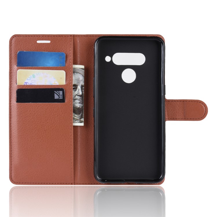 For LG V50 ThinQ 5G Litchi Skin PU Leather Wallet Mobile Phone Shell - Brown-3