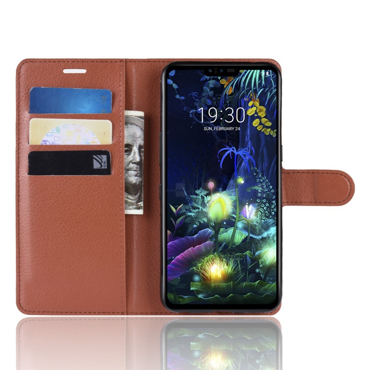 For LG V50 ThinQ 5G Litchi Skin PU Leather Wallet Mobile Phone Shell - Brown-4