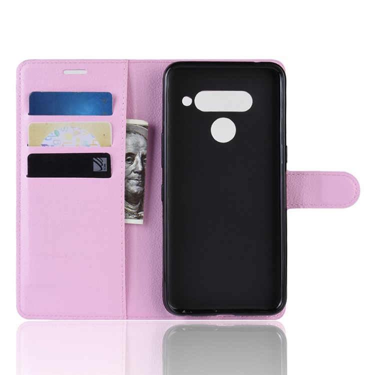 For LG V50 ThinQ 5G Litchi Skin PU Leather Wallet Mobile Phone Shell - Pink-3