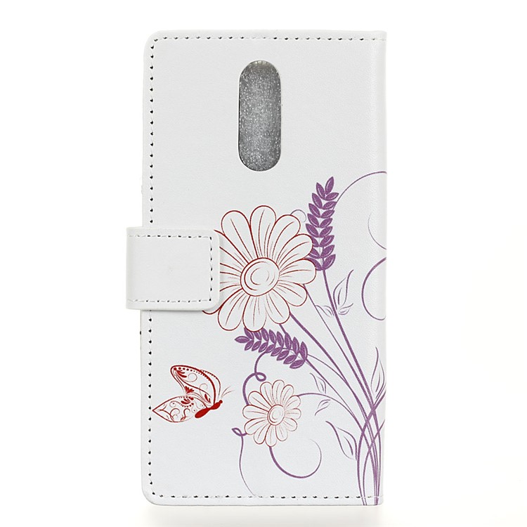 Pattern Printing Leather Cover with Wallet Stand for LG K40/K12+/K12 Plus - Butterfly and Flower-2