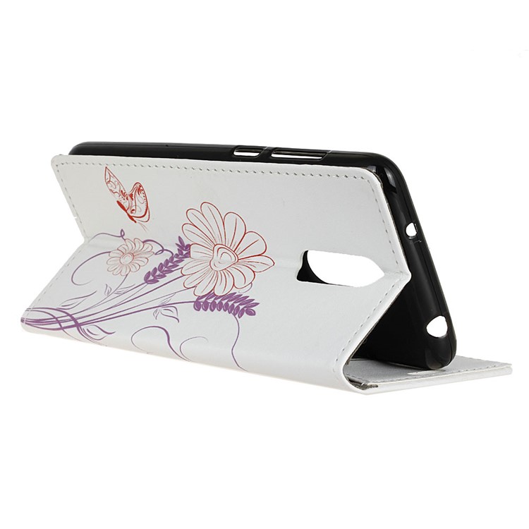 Pattern Printing Leather Cover with Wallet Stand for LG K40/K12+/K12 Plus - Butterfly and Flower-3