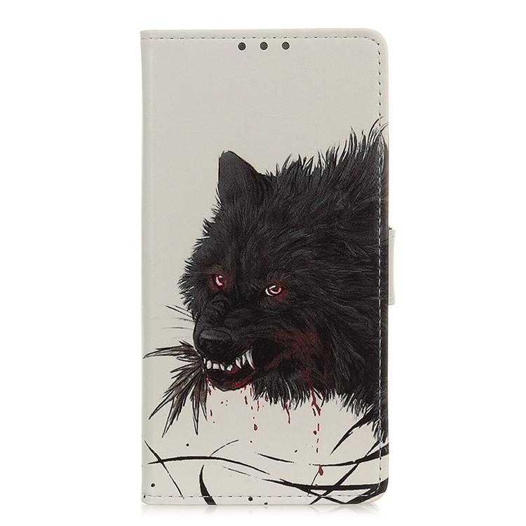 Pattern Printing Leather Cover with Wallet Stand for LG K40/K12+/K12 Plus - Bloody Wolf-1