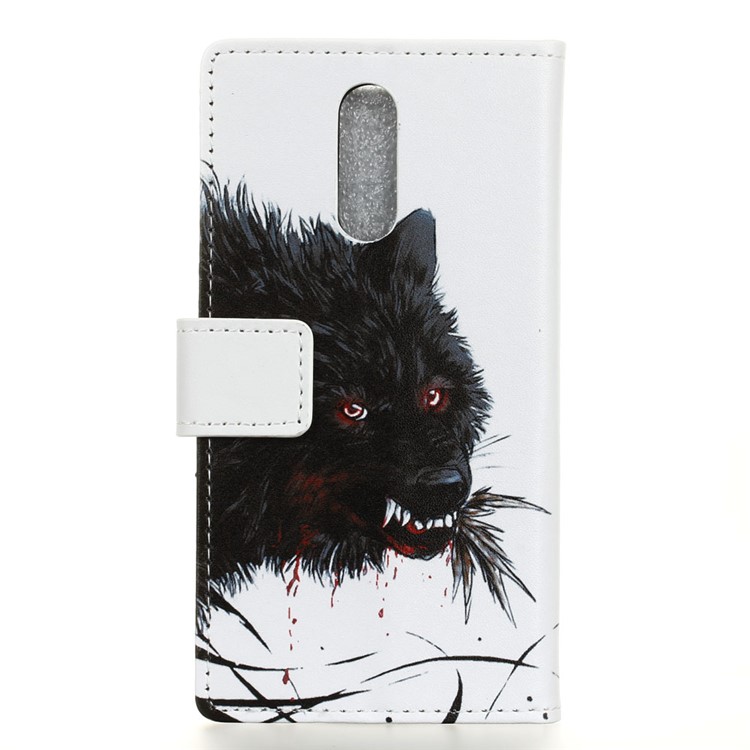 Pattern Printing Leather Cover with Wallet Stand for LG K40/K12+/K12 Plus - Bloody Wolf-2