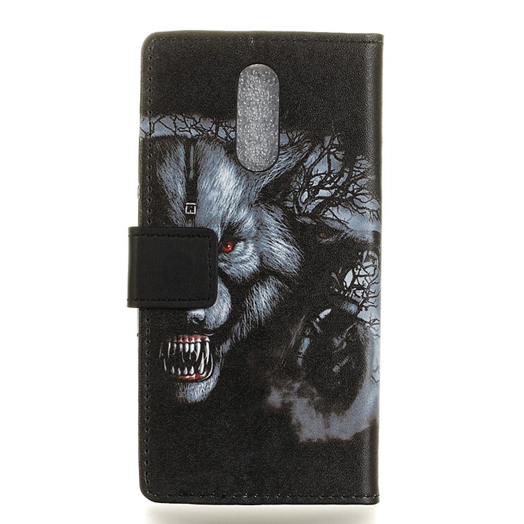 Pattern Printing Leather Cover with Wallet Stand for LG K40/K12+/K12 Plus - Fierce Wolf-2