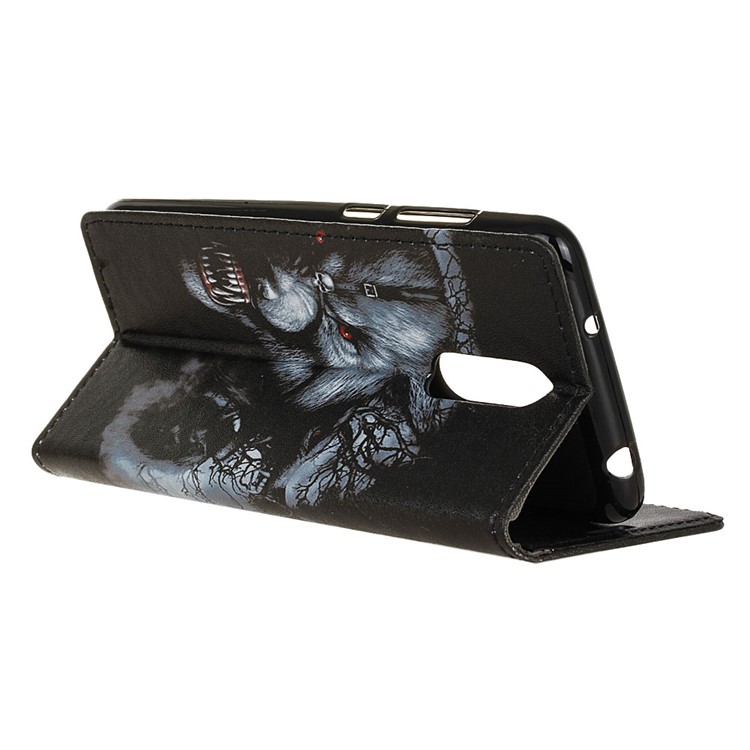 Pattern Printing Leather Cover with Wallet Stand for LG K40/K12+/K12 Plus - Fierce Wolf-3