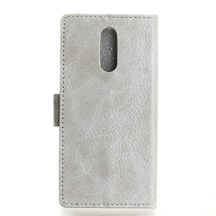 Crazy Horse Vintage Leather Wallet Stand Shell for LG K40/K12+/K12 Plus - White-8