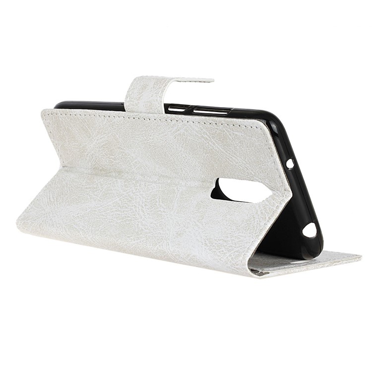 Crazy Horse Vintage Leather Wallet Stand Shell for LG K40/K12+/K12 Plus - White-9