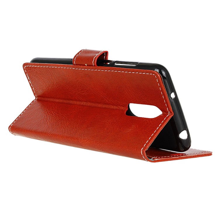 Crazy Horse Vintage Leather Wallet Stand Shell for LG K40/K12+/K12 Plus - Red-9