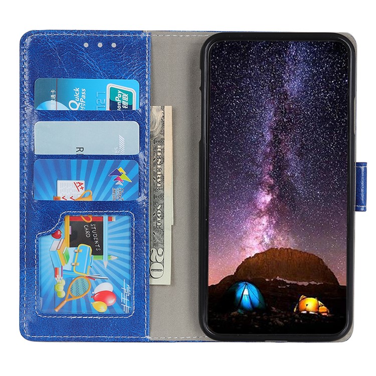 Crazy Horse Vintage Leather Wallet Stand Shell for LG K40/K12+/K12 Plus - Blue-11
