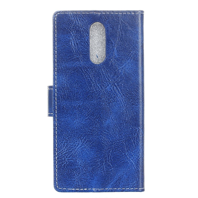 Crazy Horse Vintage Leather Wallet Stand Shell for LG K40/K12+/K12 Plus - Blue-8