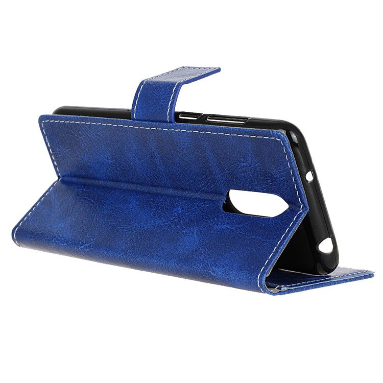 Crazy Horse Vintage Leather Wallet Stand Shell for LG K40/K12+/K12 Plus - Blue-9