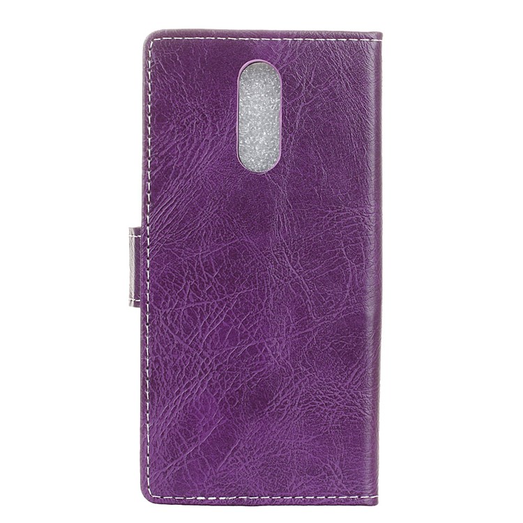 Crazy Horse Vintage Leather Wallet Stand Shell for LG K40/K12+/K12 Plus - Purple-8