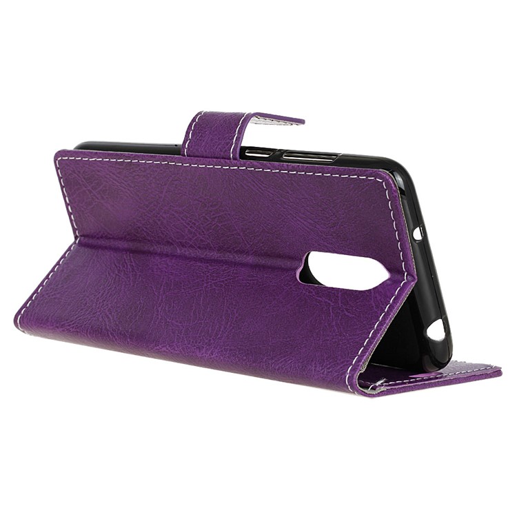 Crazy Horse Vintage Leather Wallet Stand Shell for LG K40/K12+/K12 Plus - Purple-9