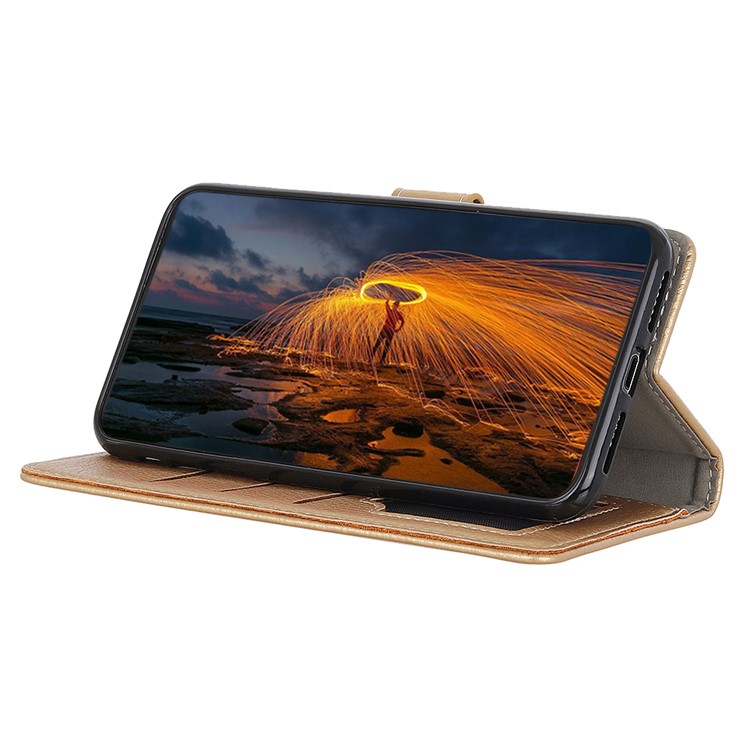 Litchi Texture Wallet Stand Ledertasche Für LG K40 / K12 + / K12 Plus - Gold-10