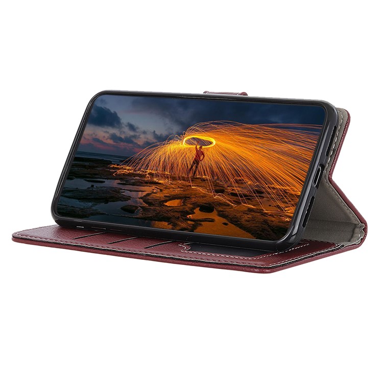 Litchi Texture Wallet Stand Leather Case for LG K40/K12+/K12 Plus - Brown-10