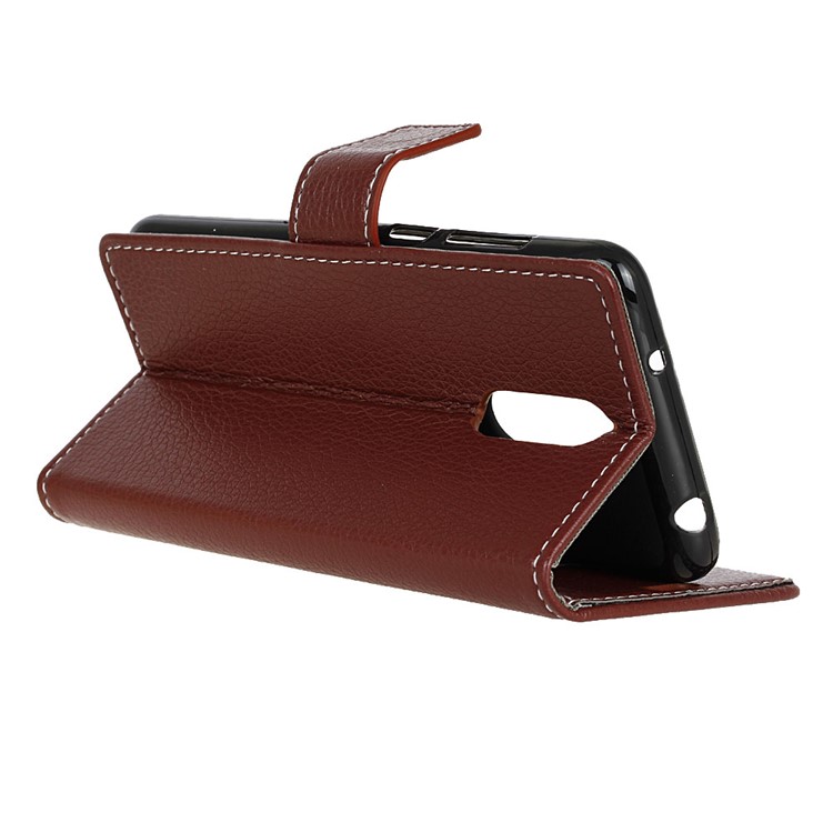 Litchi Texture Wallet Stand Leather Case for LG K40/K12+/K12 Plus - Brown-9