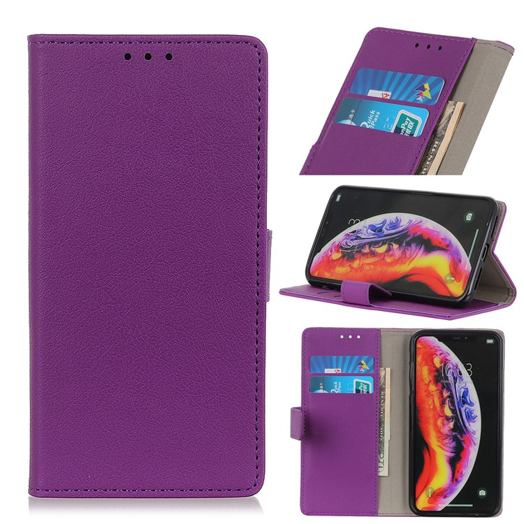 Wallet Leather Stand Protective Cover for LG K40 / K12+ / K12 Plus - Purple-1