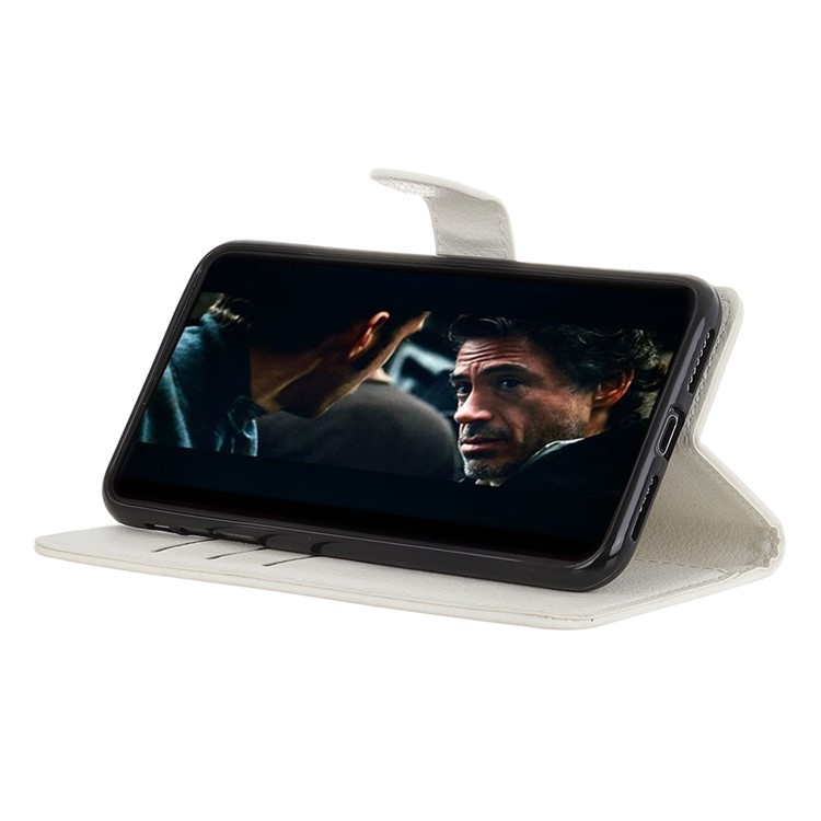 Funda Cartera Protectora Piel Litchi Para LG K40 / K12 Más - Blanco-7