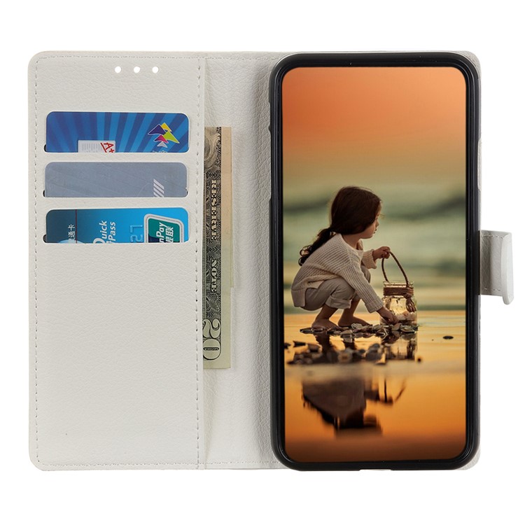 Funda Cartera Protectora Piel Litchi Para LG K40 / K12 Más - Blanco-8