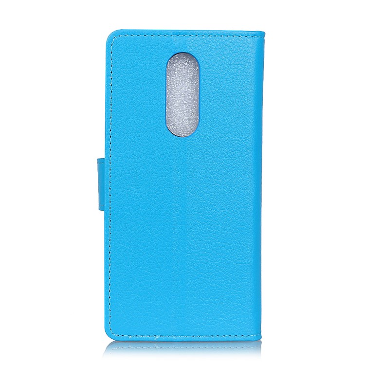 Litchi Skin Leather Wallet Case for LG K40 / K12 Plus - Blue-10
