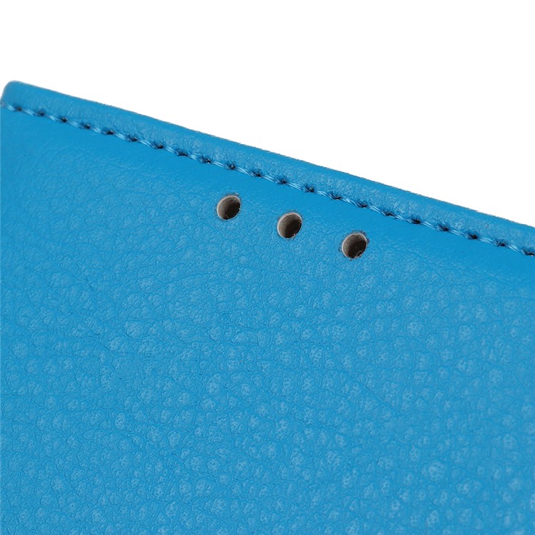 Litchi Skin Leather Wallet Case for LG K40 / K12 Plus - Blue-5