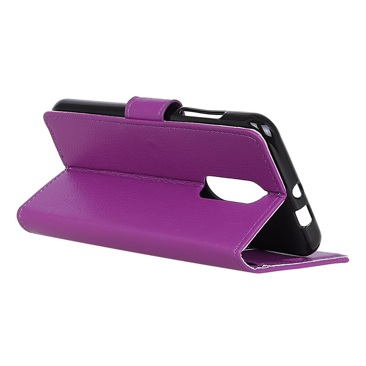 Litchi Skin Leather Wallet Case for LG K40 / K12 Plus - Purple-10